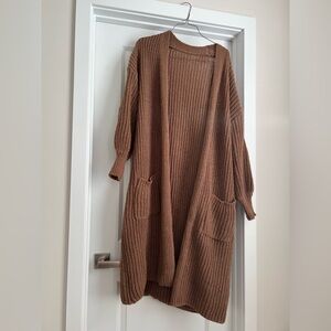 Cozy Brown Knit Cardigan Sweater